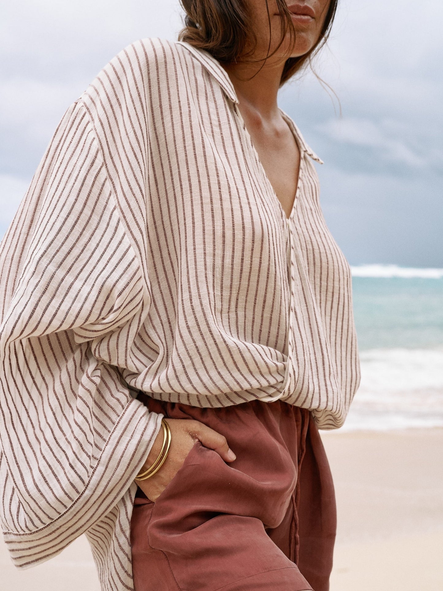 Sade Top - Burgundy Stripes