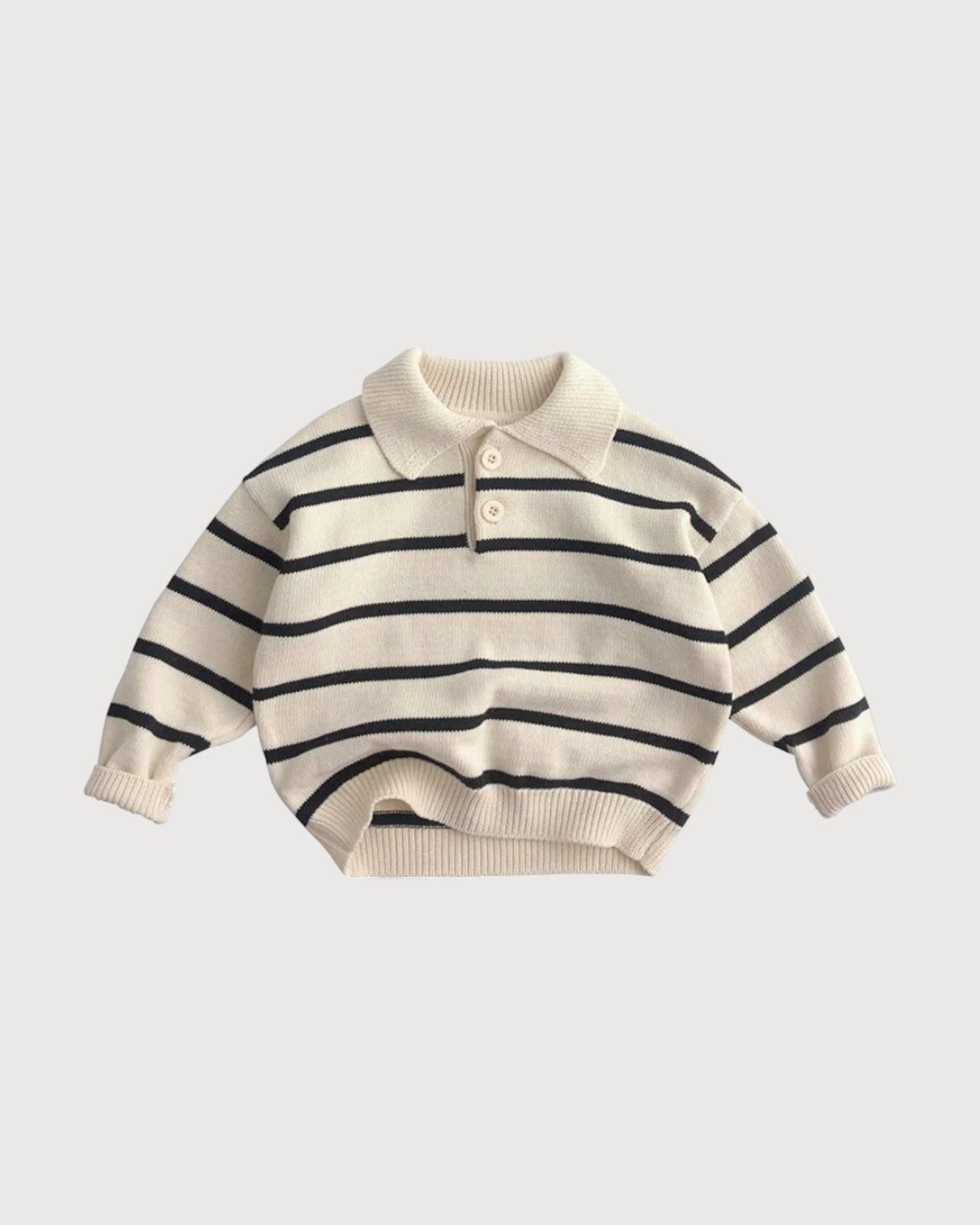 Striped Down Collar Sweater