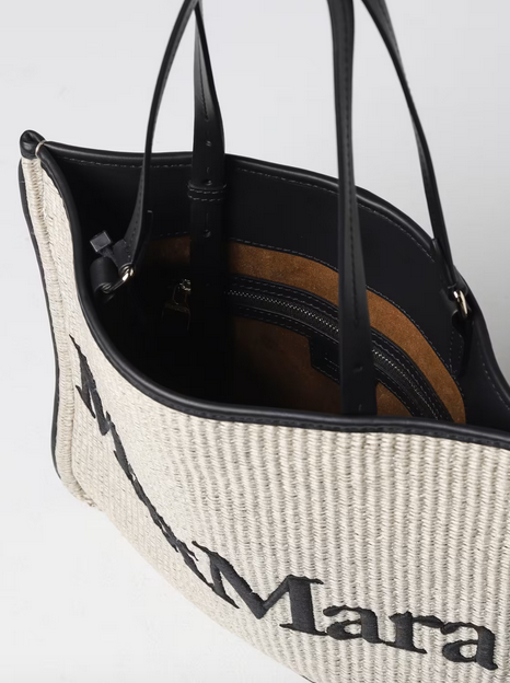 Max Mara Easybag Black Trim Raffia Shopper
