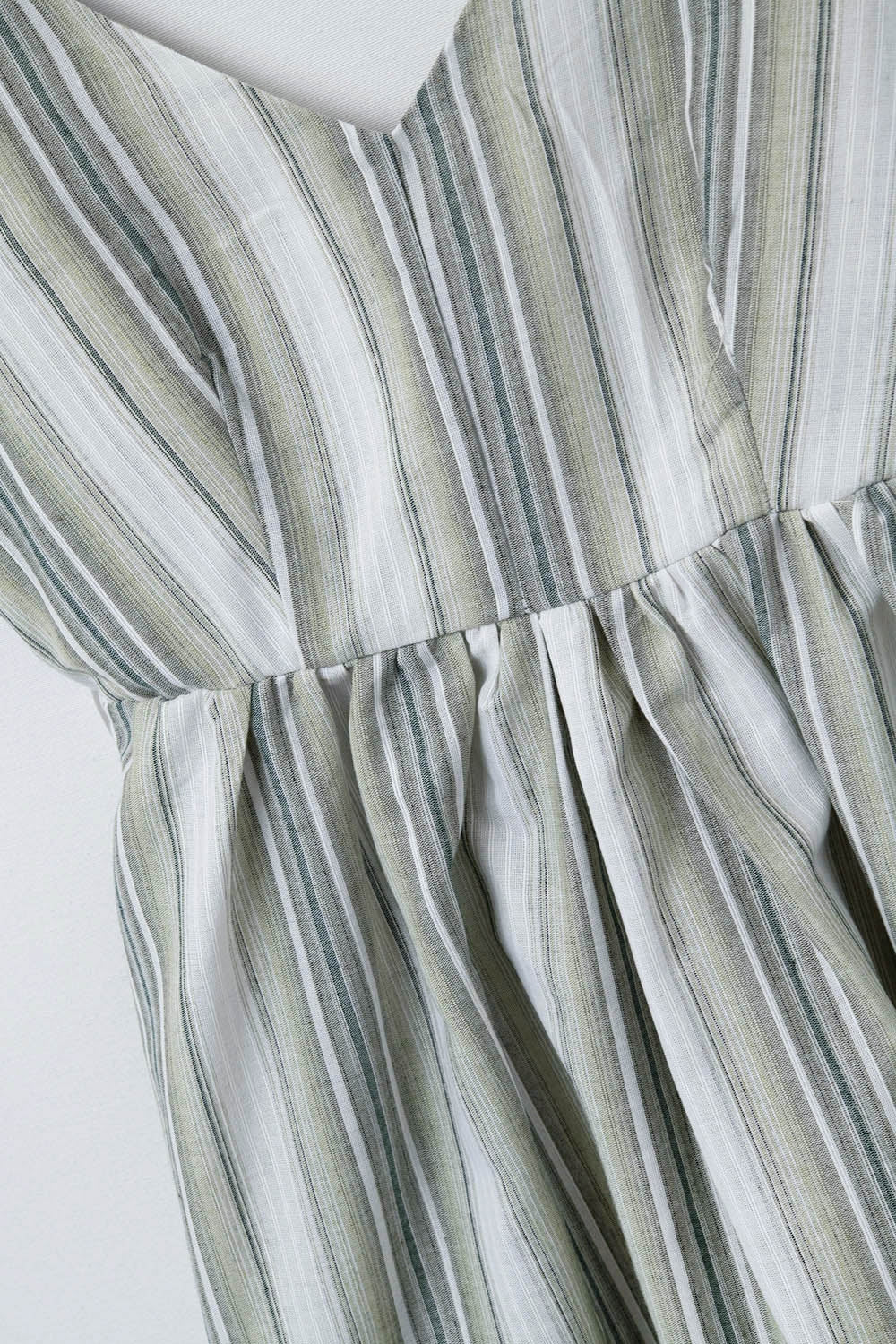 Striped V-Neck Strappy Dress in Green