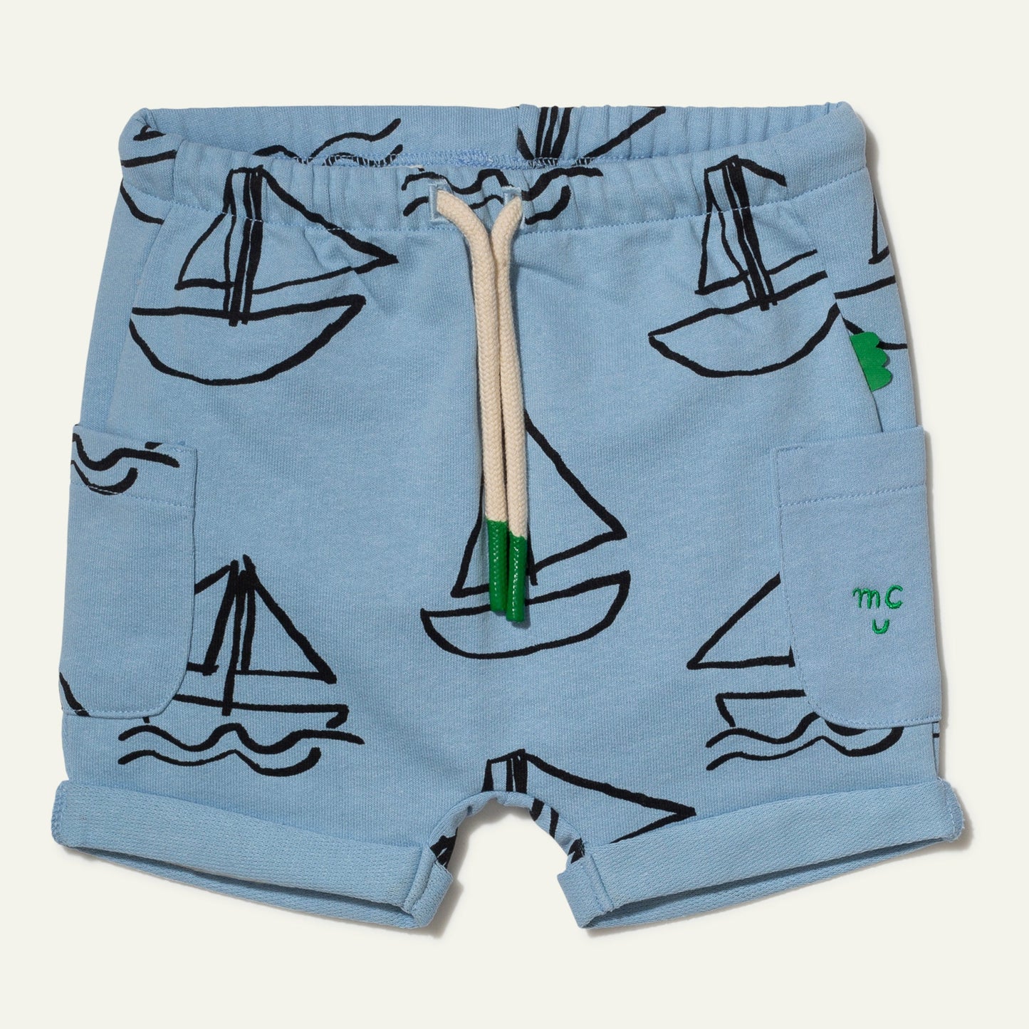 Recycled Cotton Sailboat Print Baby Short