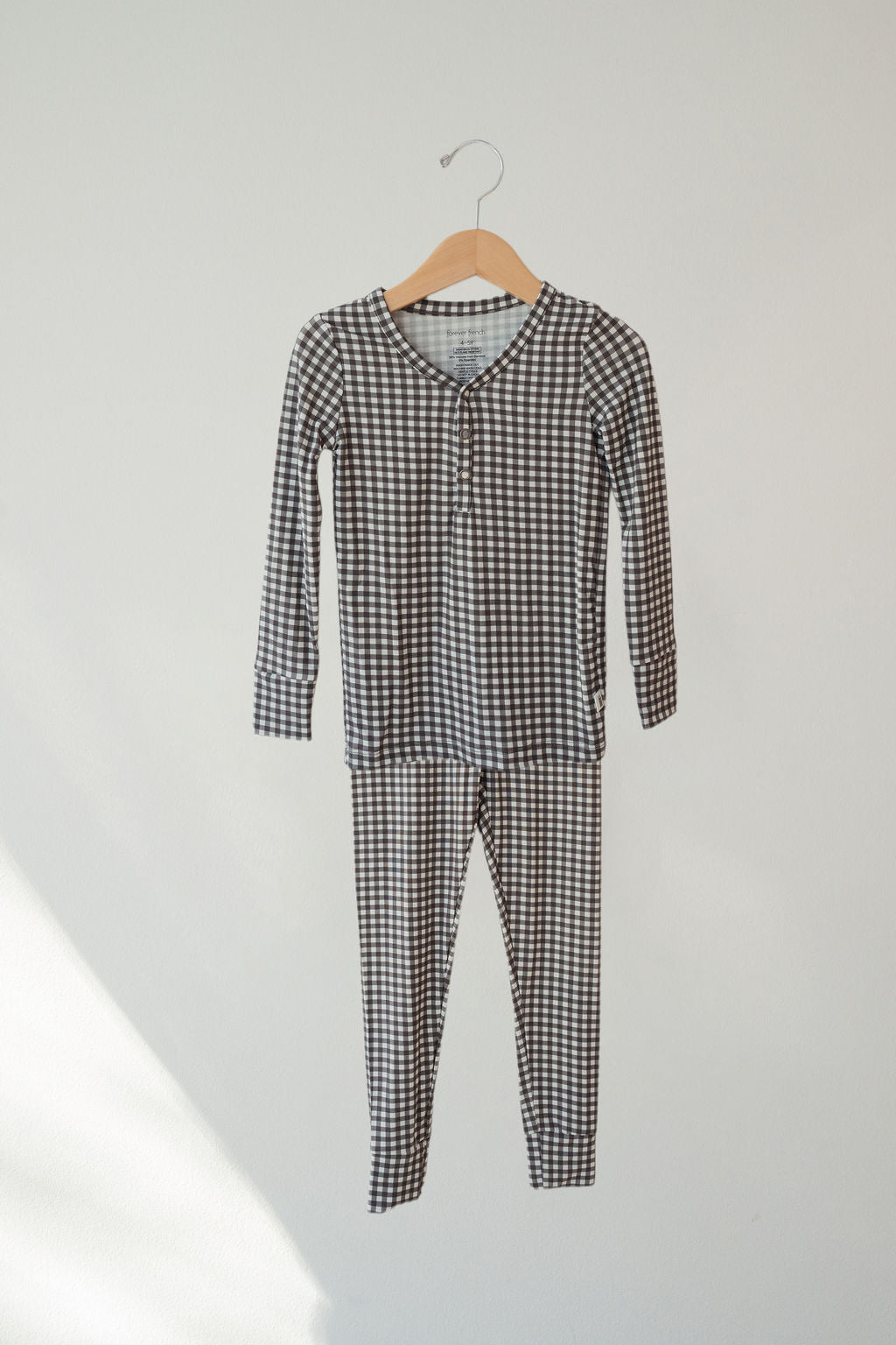 Bamboo Two Piece Pajamas | Green Gingham