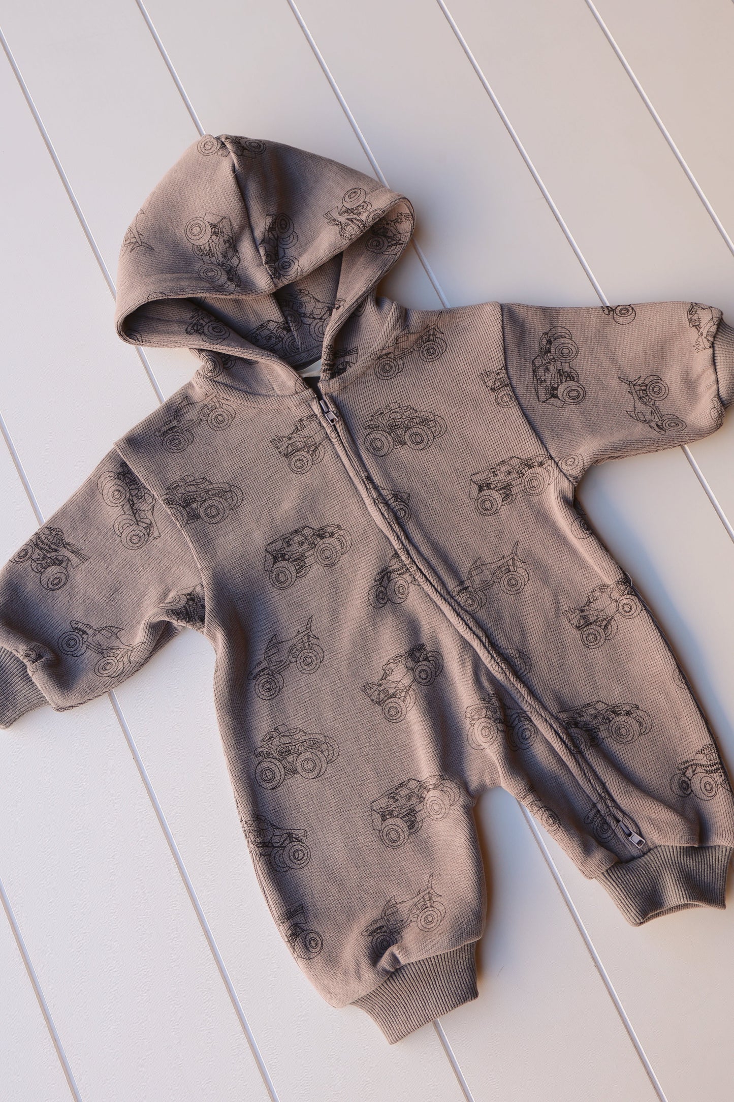Printed Zip Hooded Jumpsuit