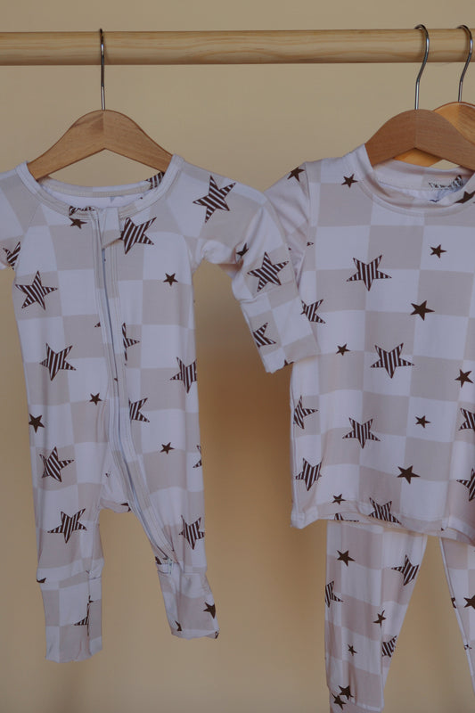 Checker Stripe Stars Bamboo Pjs