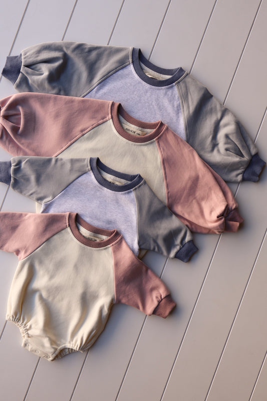Color Block Crew Neck/ Bubble Onesie