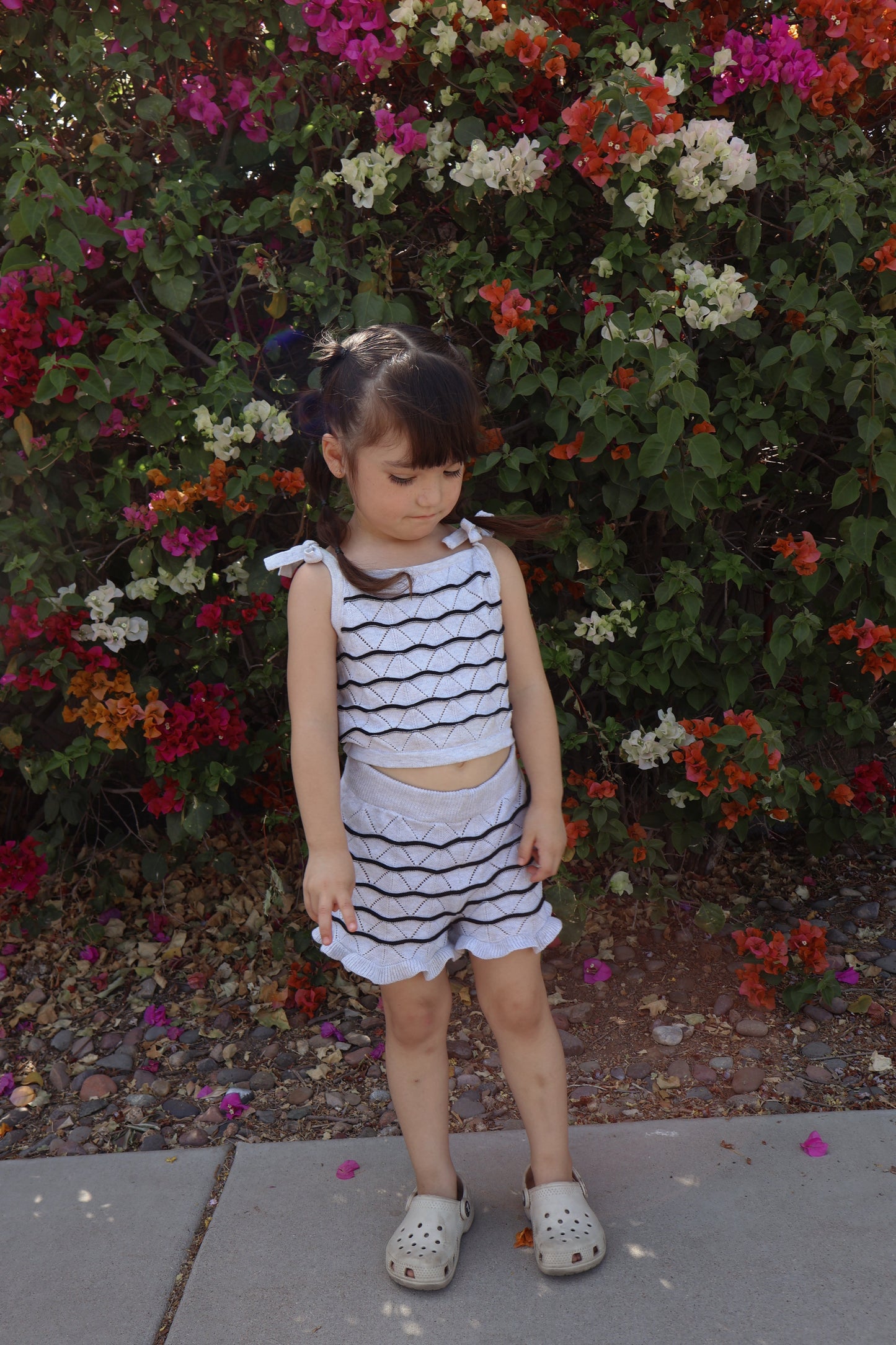 Tie Sleeve Knit Girls Two Piece Set