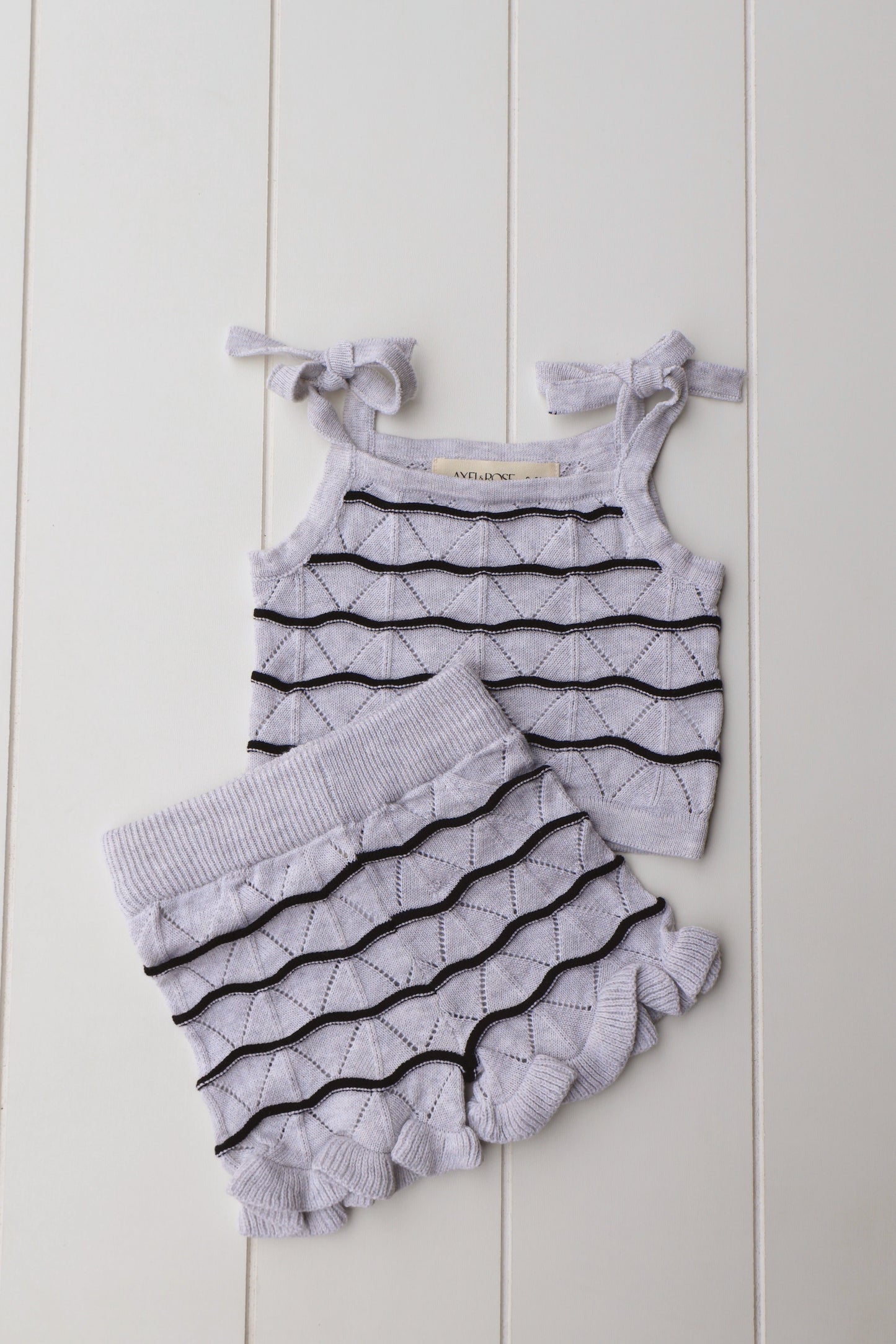 Tie Sleeve Knit Girls Two Piece Set