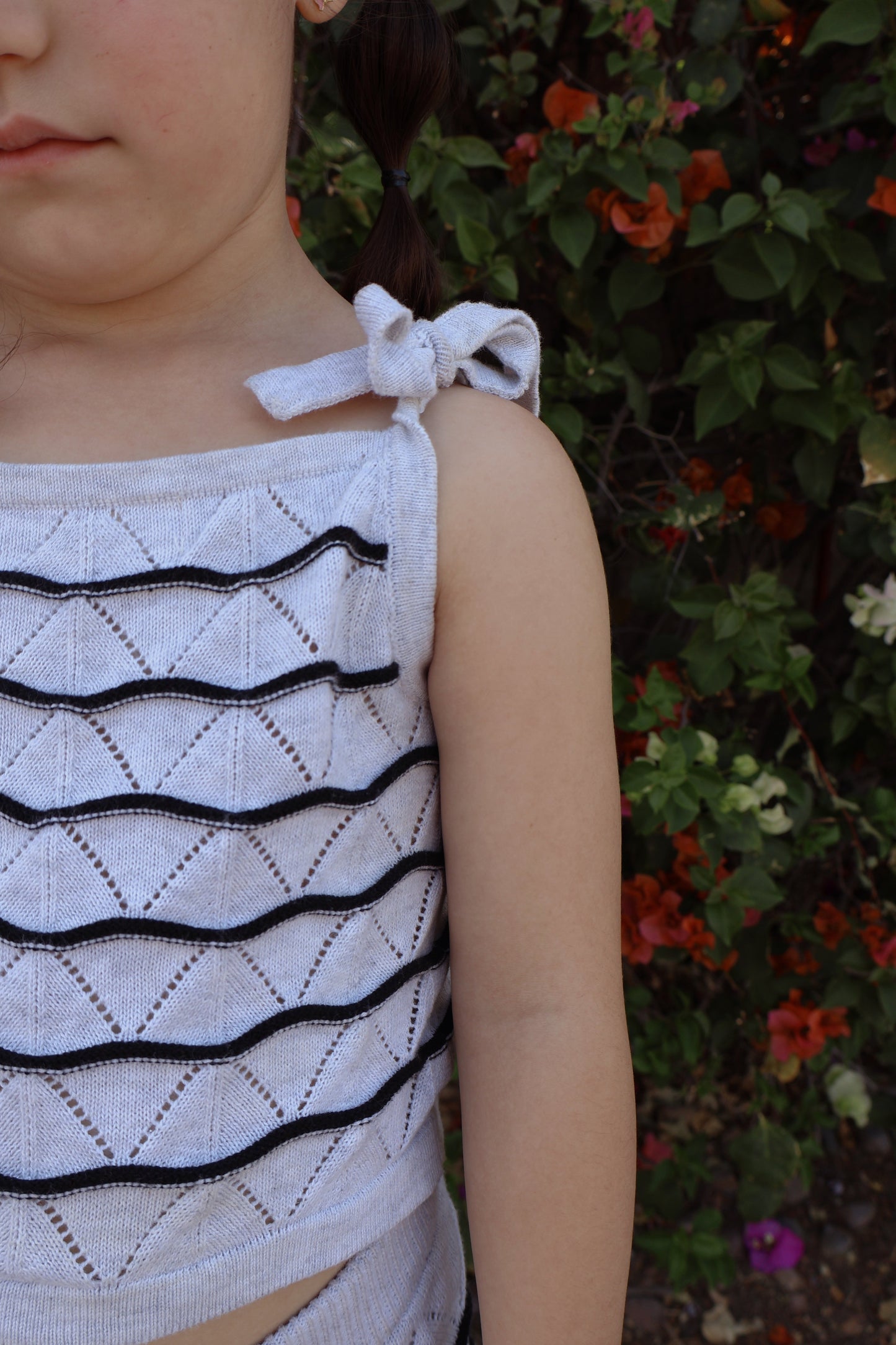 Tie Sleeve Knit Girls Two Piece Set