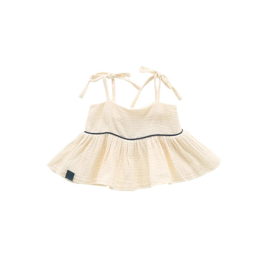 Girl Peplum Top - Cream