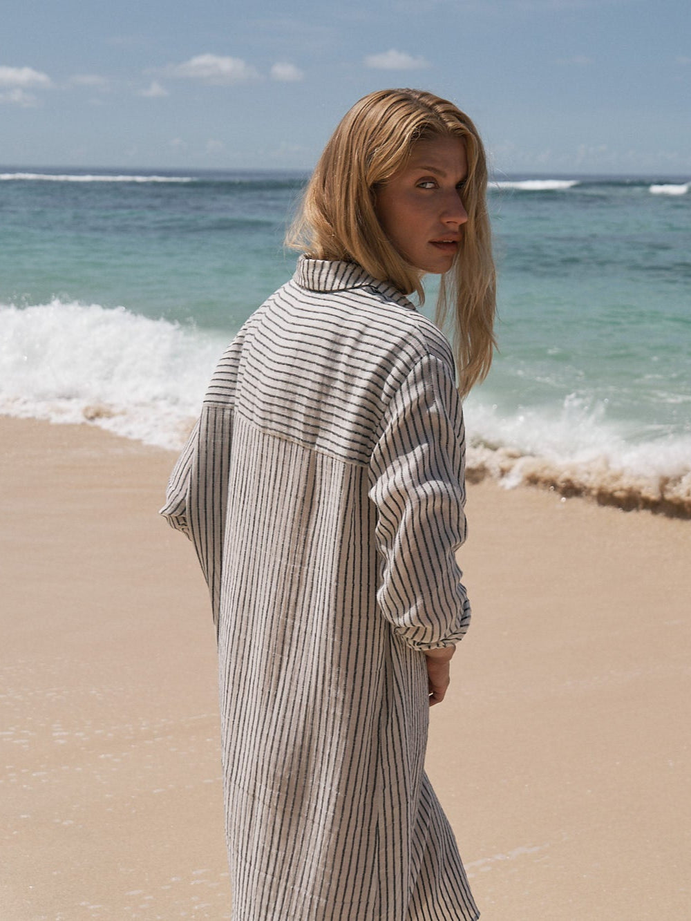 Voyage Shirt Dress - Black Stripes