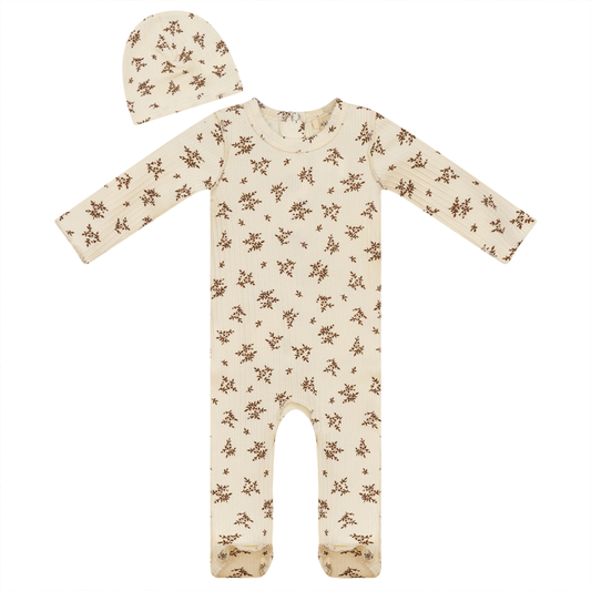 Flower Print Onesie with Hat
