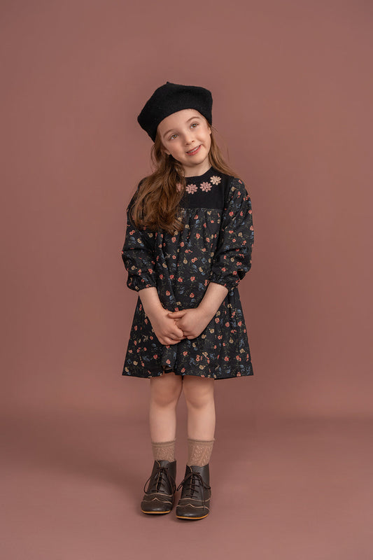 Flower Print Embroidered Dress