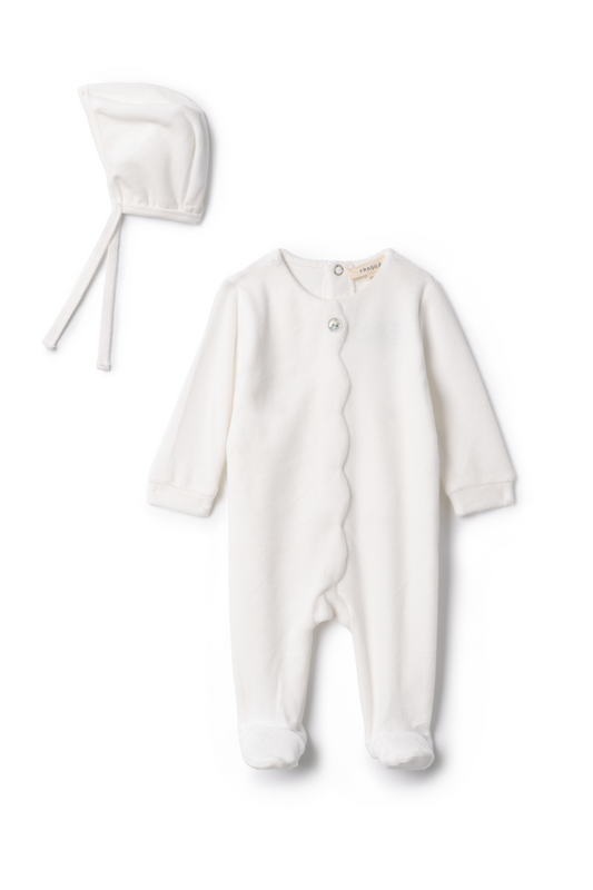 Cotton Velour Scallop Onesie