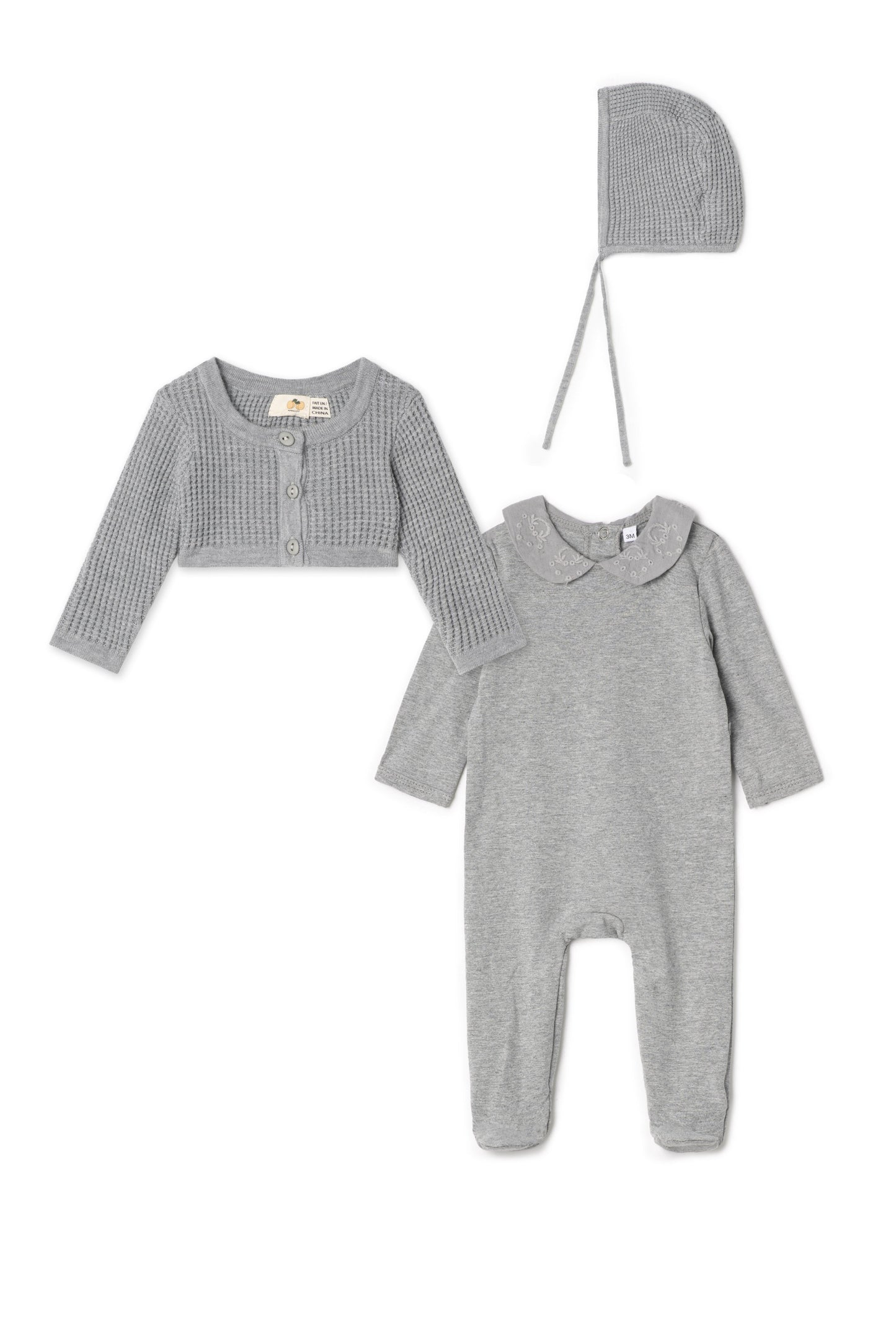 Waffle Knit Onesie Cardigan Set