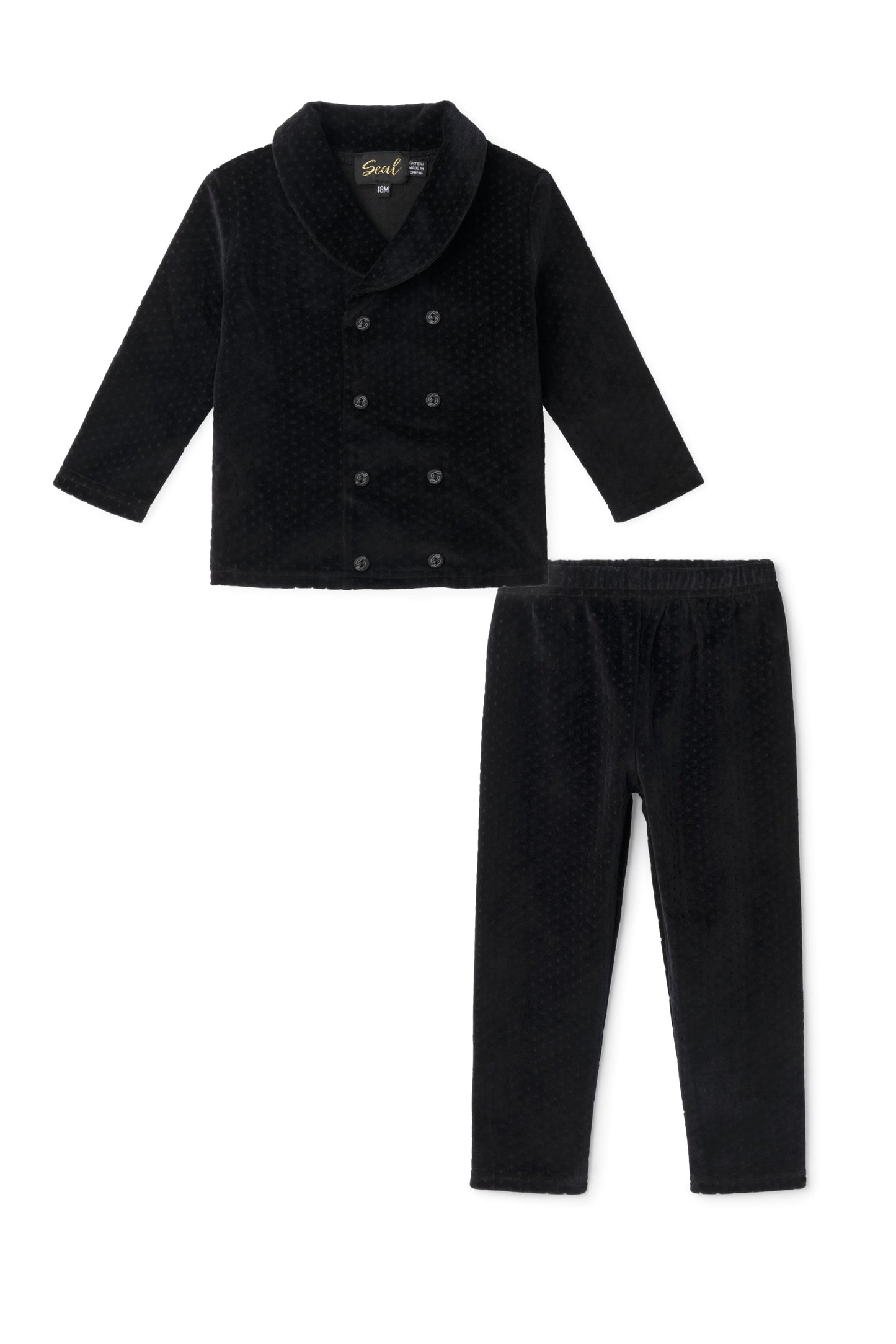 Dotted Velour Double Breasted Set