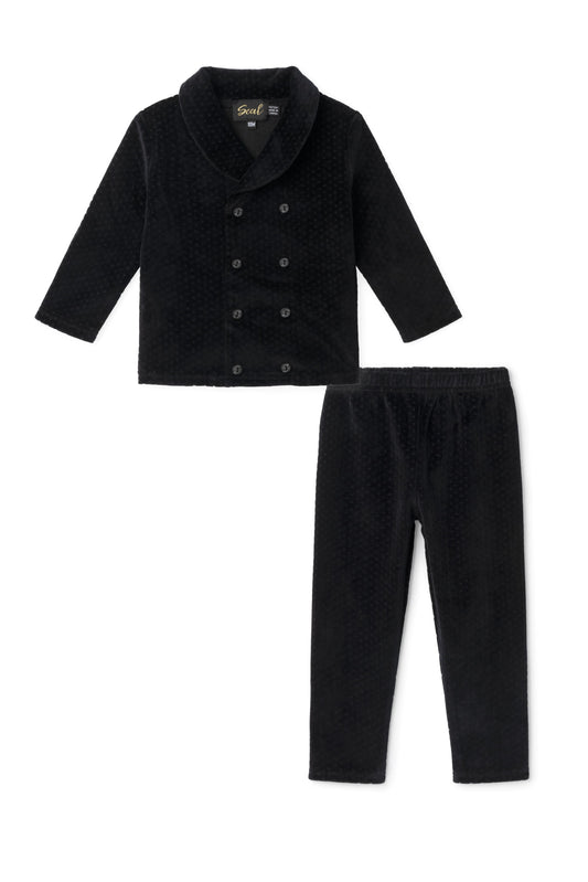 Dotted Velour Double Breasted Set