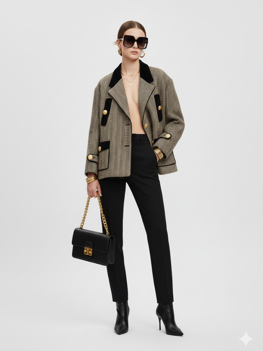 WEST VILLAGE Herringbone Tweed Jacket