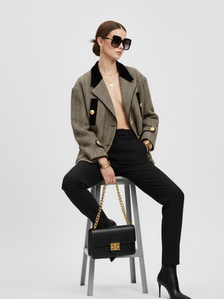 WEST VILLAGE Herringbone Tweed Jacket