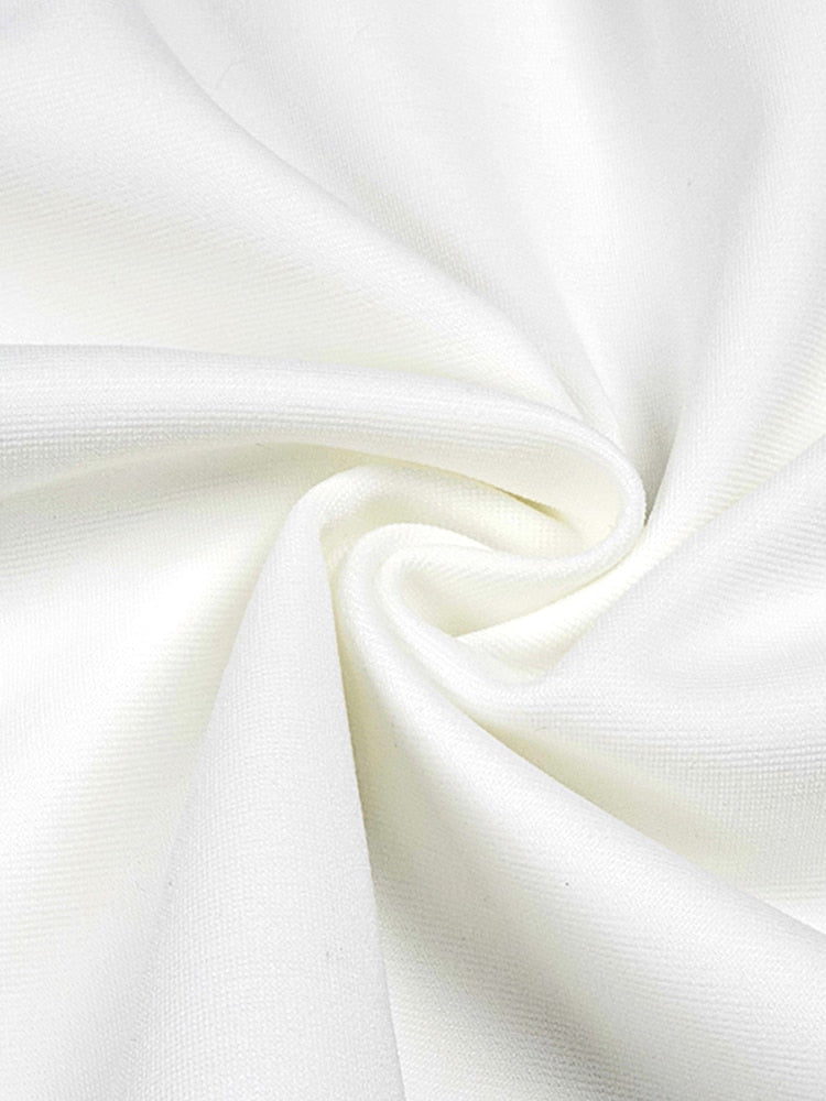 White Sequin Off-Shoulder Evening Gown