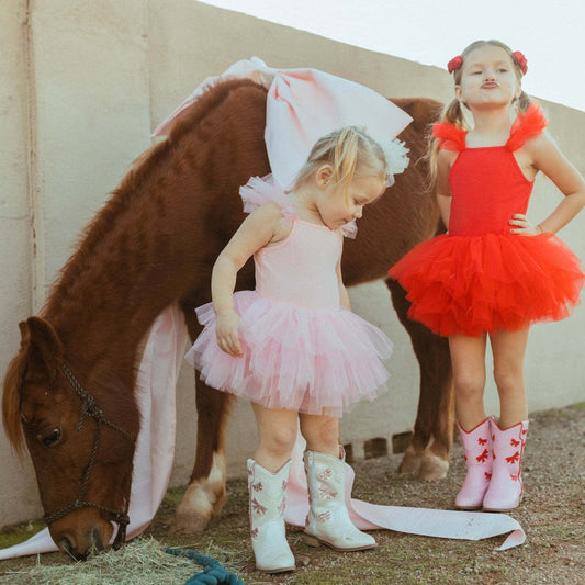 Cowgirl Red + Pink Bow Boots