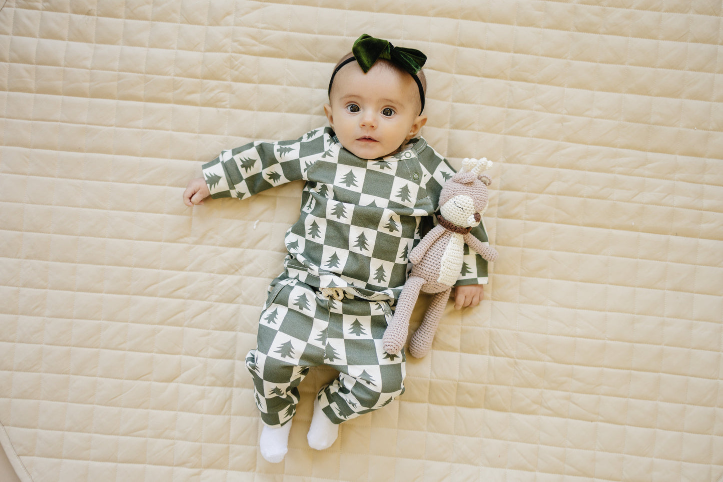 Checkered Christmas Trees Organic Cotton Set