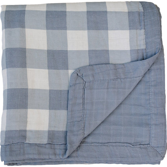 Dusty Blue Gingham + Dusty Blue Muslin Quilt