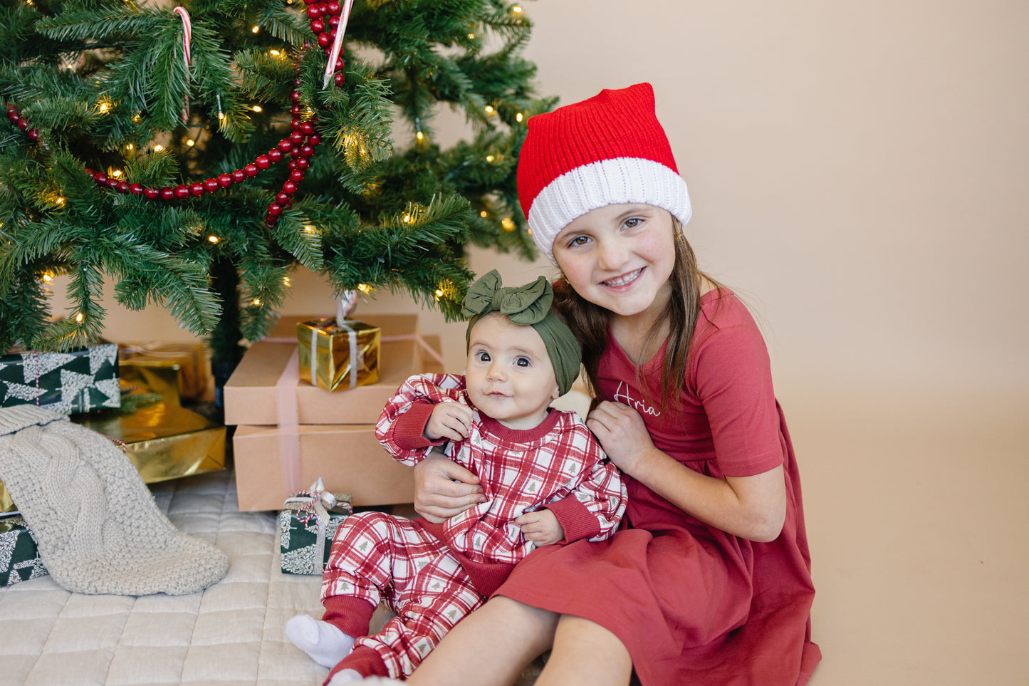 Red Plaid Christmas Tree Joggers