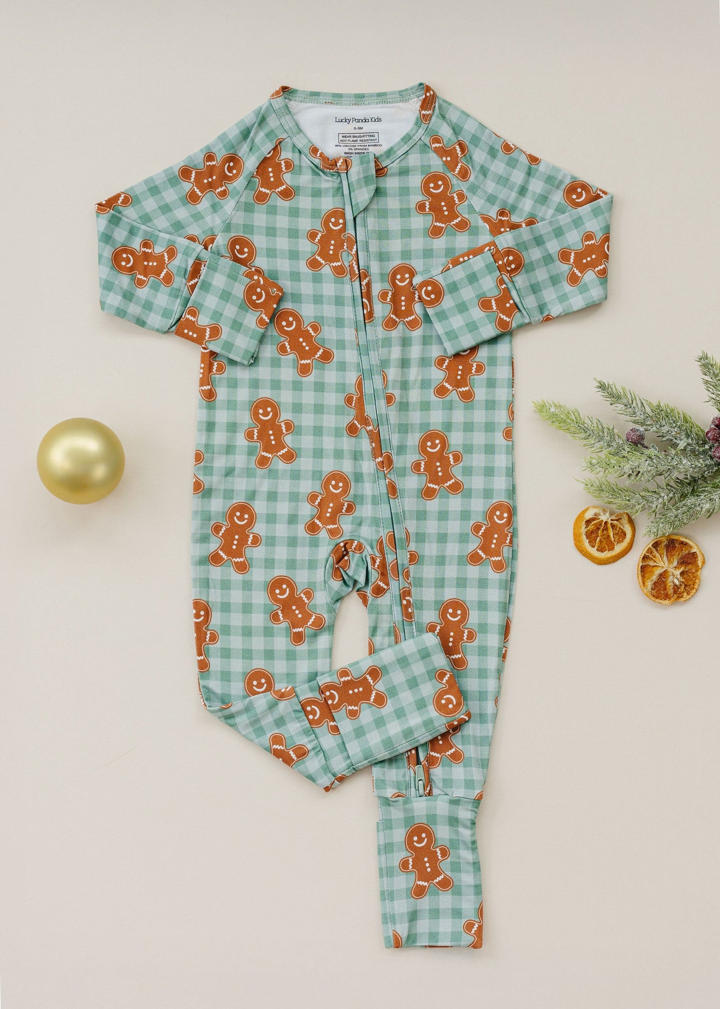 Bamboo Zip Romper | Gingerbread Gingham