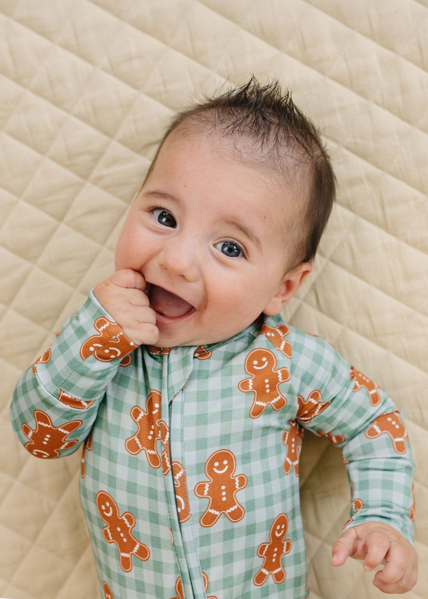 Bamboo Zip Romper | Gingerbread Gingham