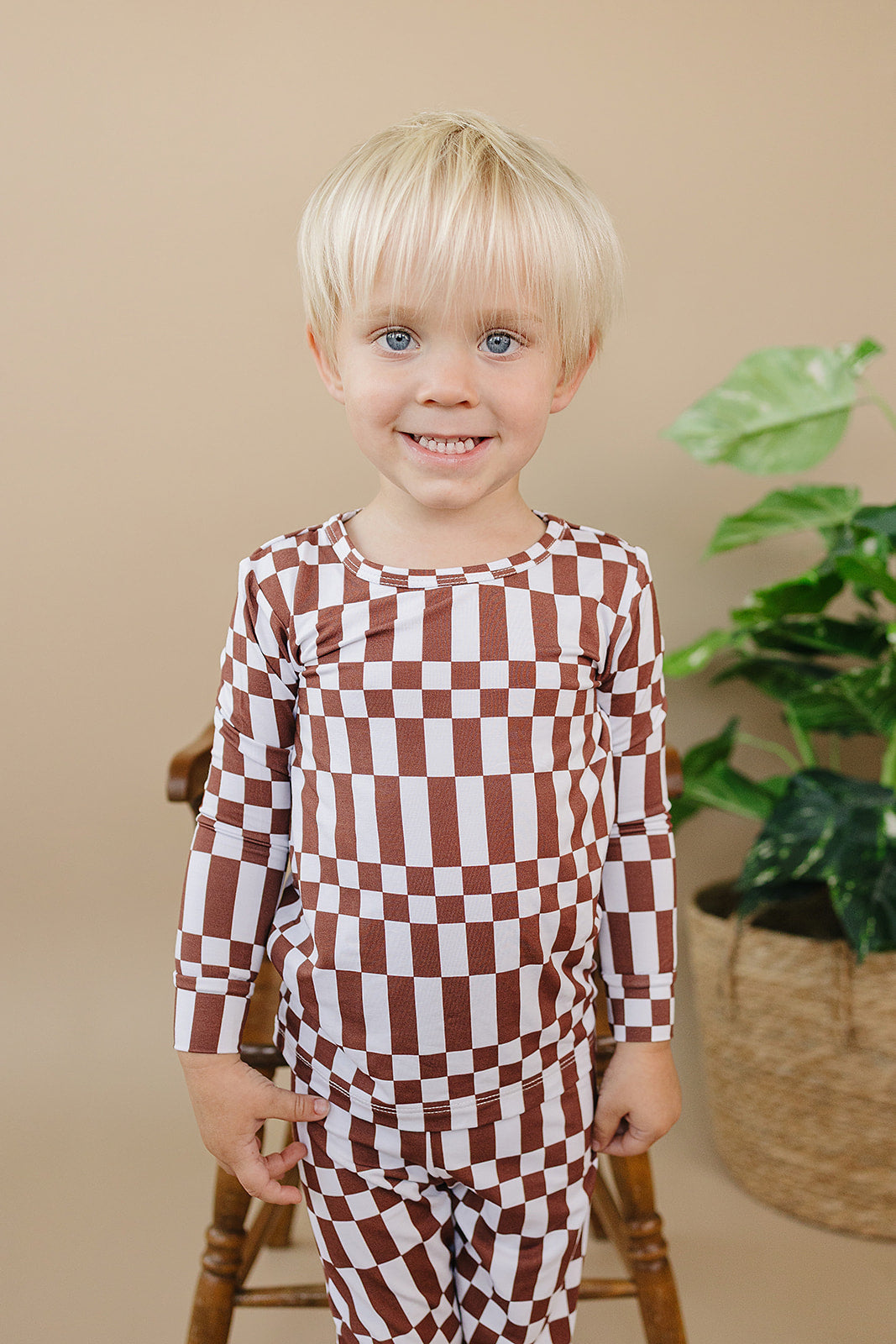 Bamboo Two Piece Set | Chocolate Checkered
