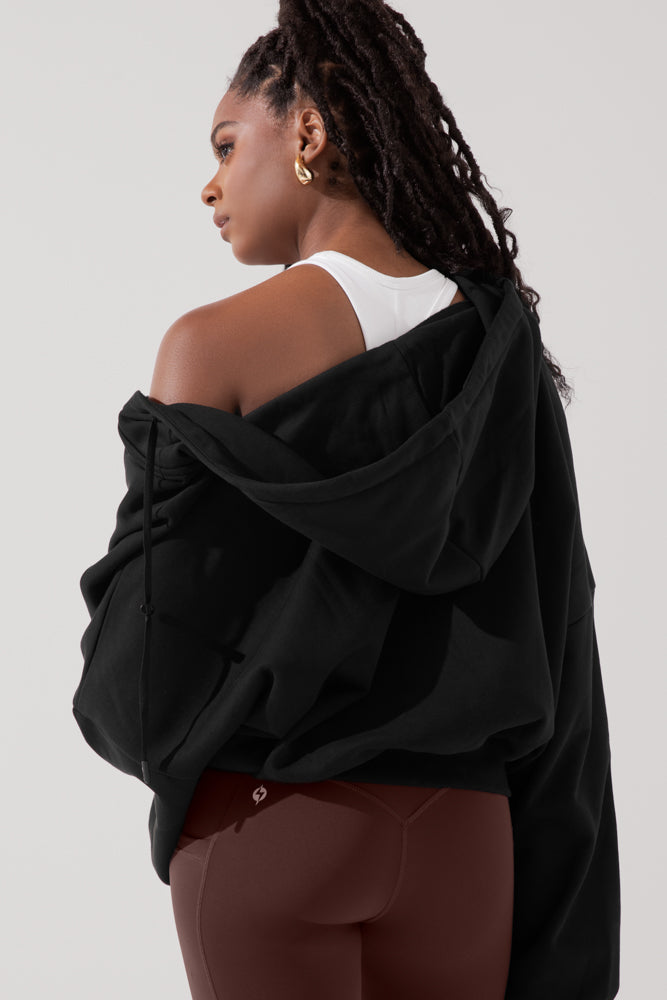 Zip Cloud Hoodie - Black