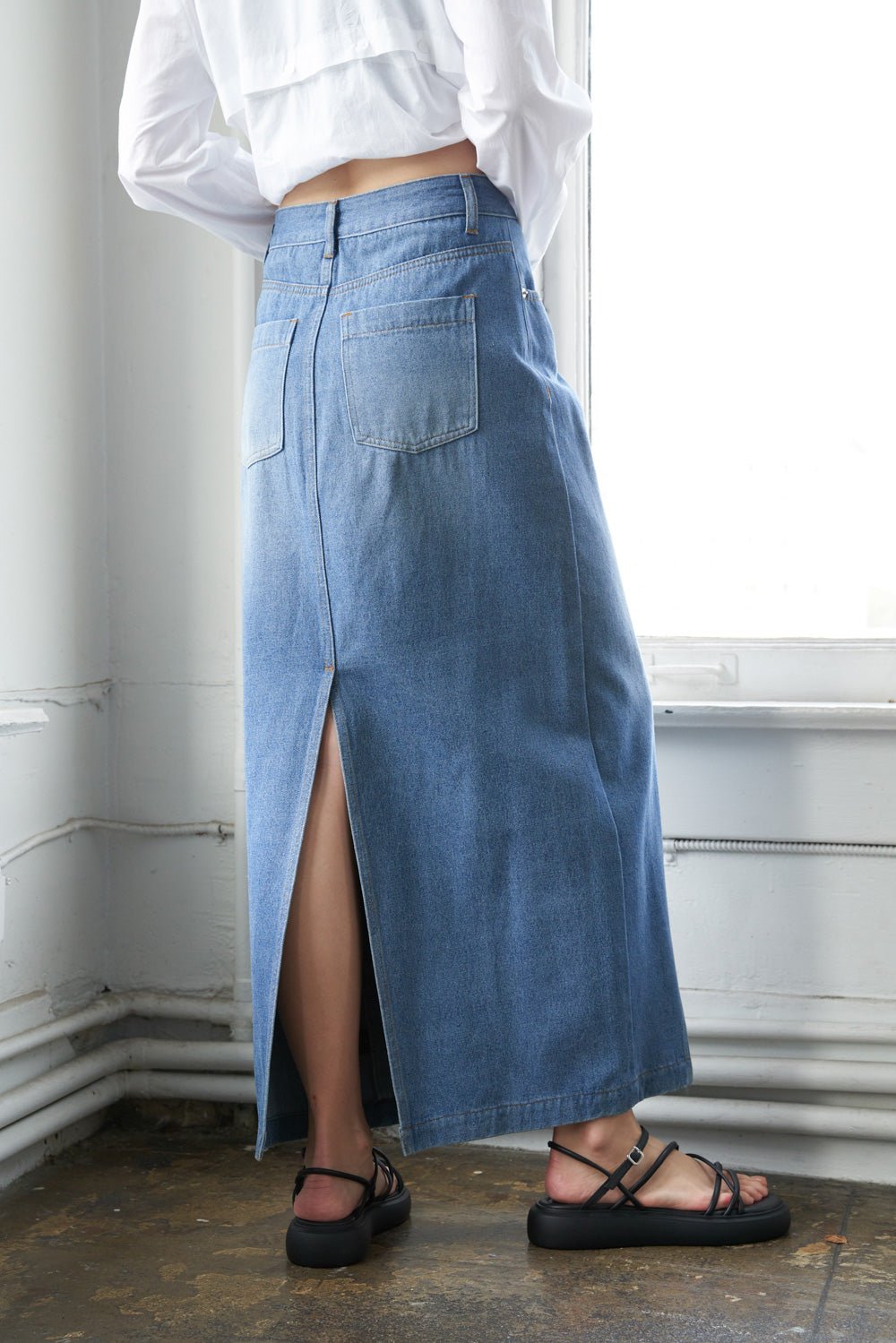 A LEAP OF FAITH MIDI DENIM SKIRT - Mack & Harvie