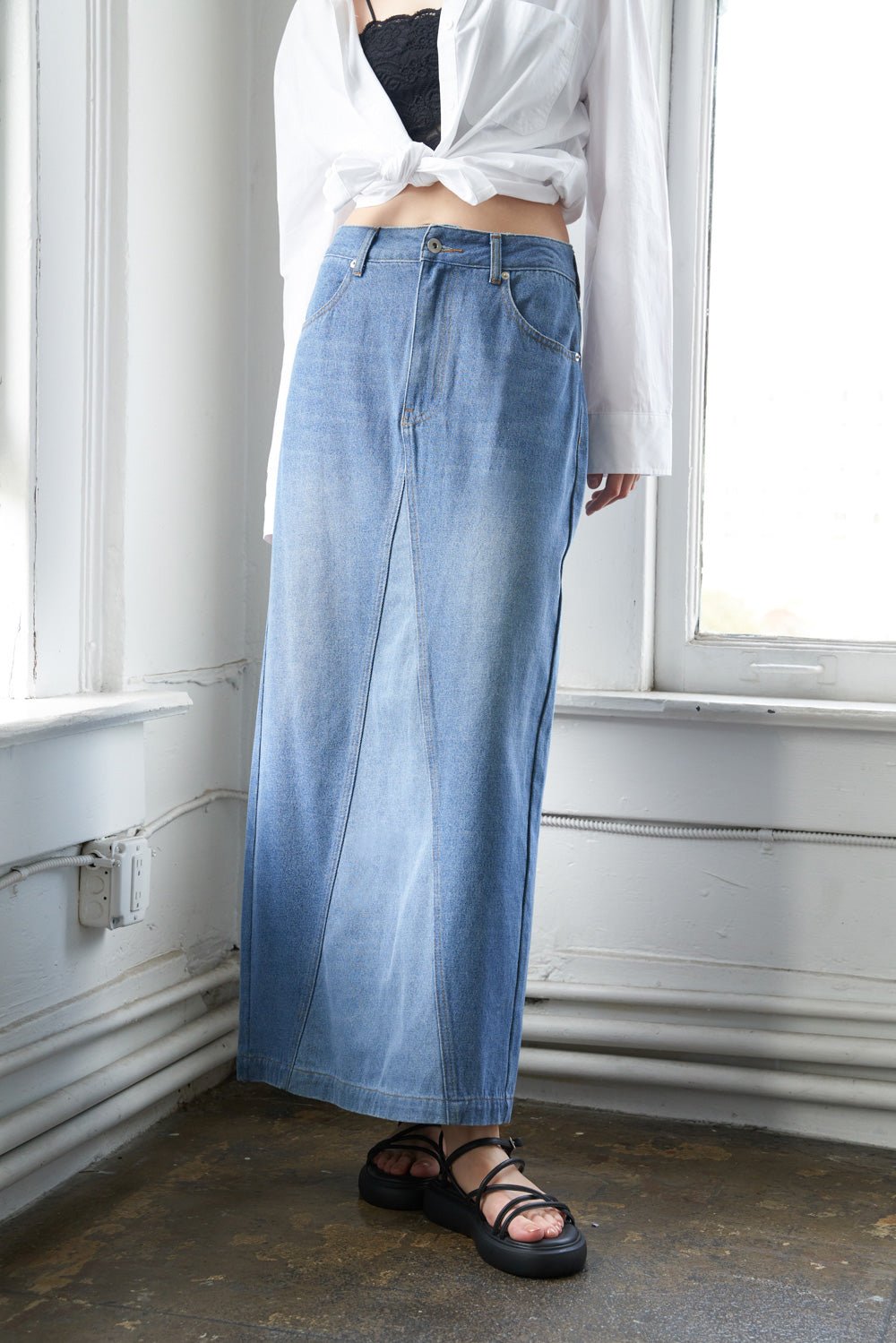 A LEAP OF FAITH MIDI DENIM SKIRT - Mack & Harvie