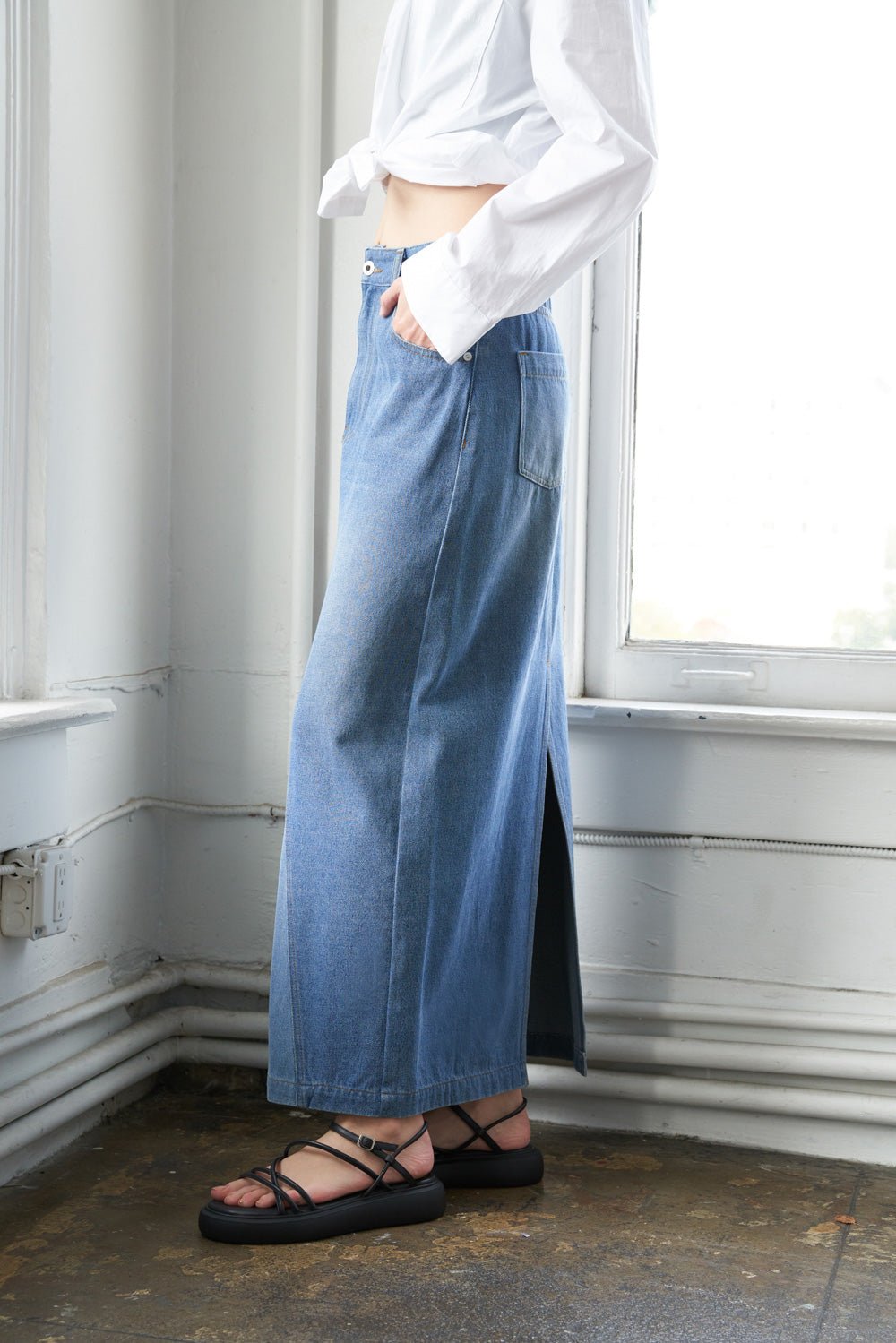 A LEAP OF FAITH MIDI DENIM SKIRT - Mack & Harvie