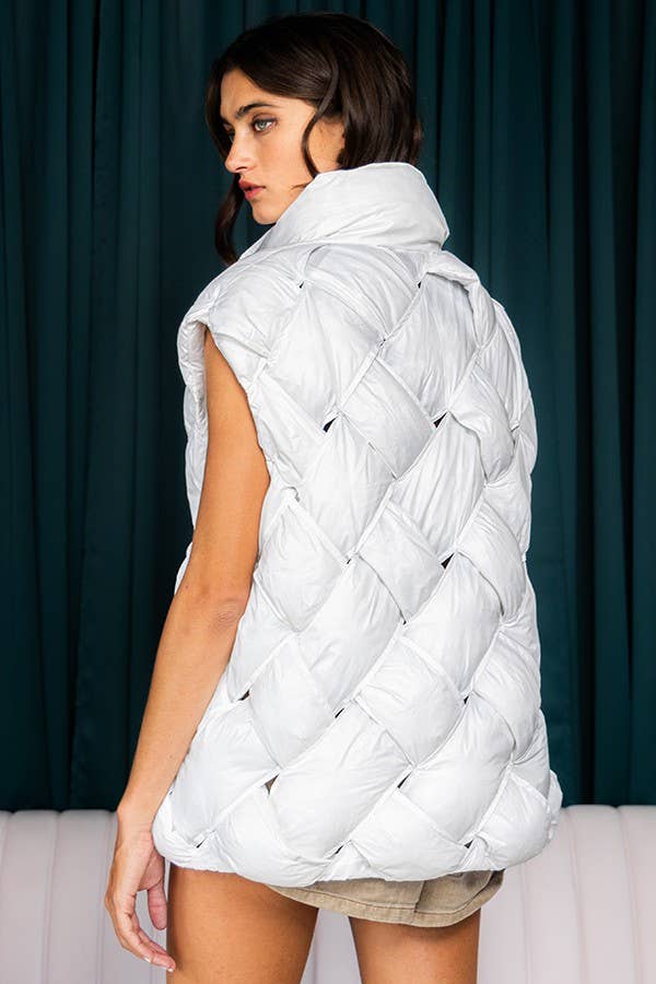 Camel Button-Up Puffer Vest