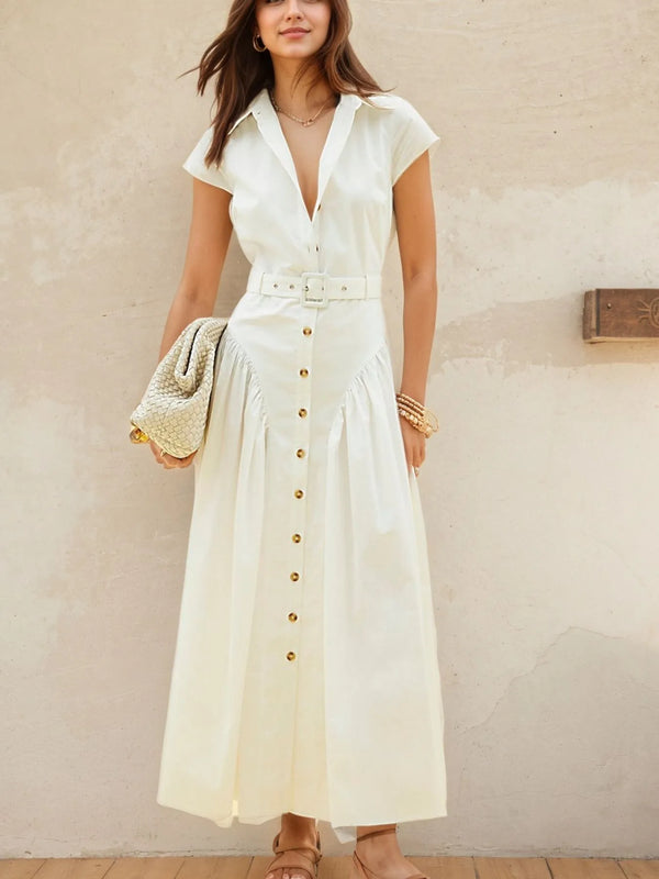 Zara White Long Sleeve Midi Dress Button Down Belted Dress Sosandar Ivory  Belted Denim Midi Dress
