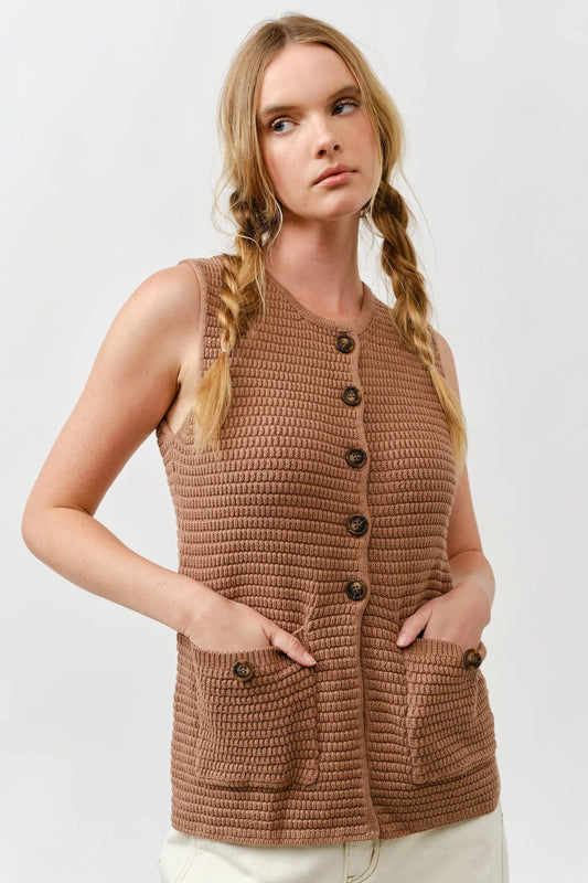 Lainey Sweater Vest - Mocha