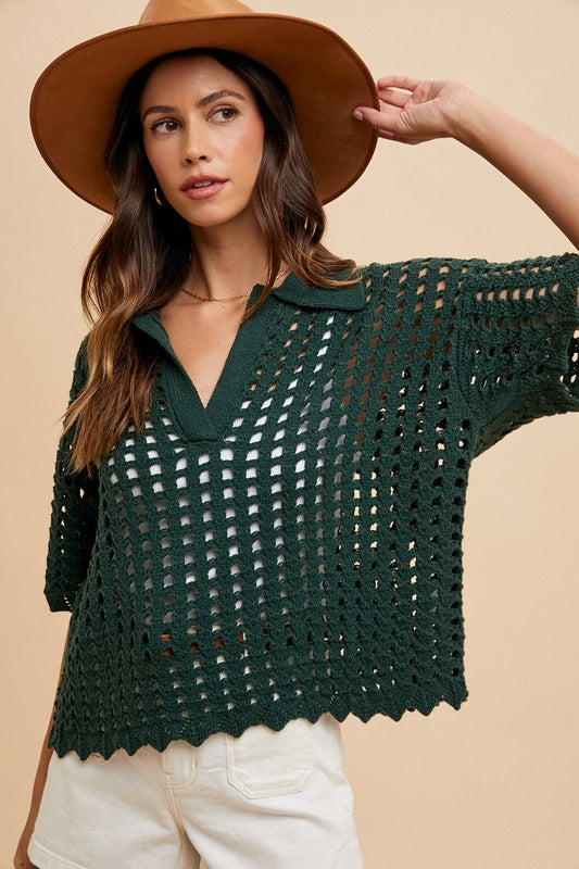 Johnny Collar Knit Cover Up
