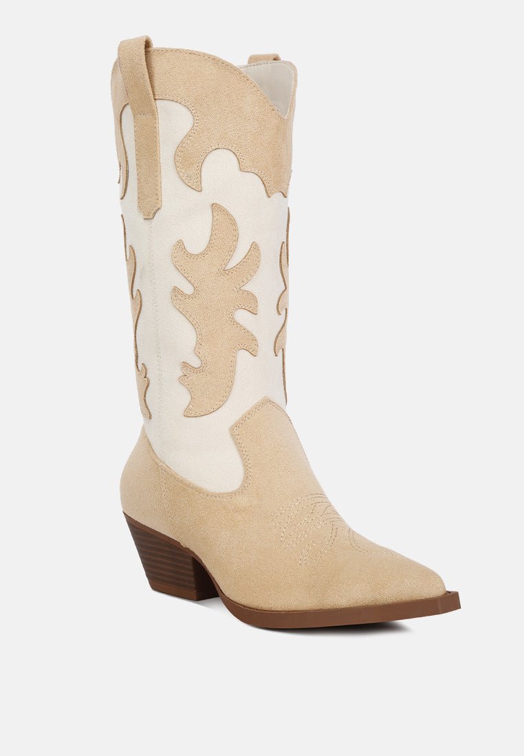 Adanna Micro Suede Patchwork Cowboy Boots - Mack & Harvie