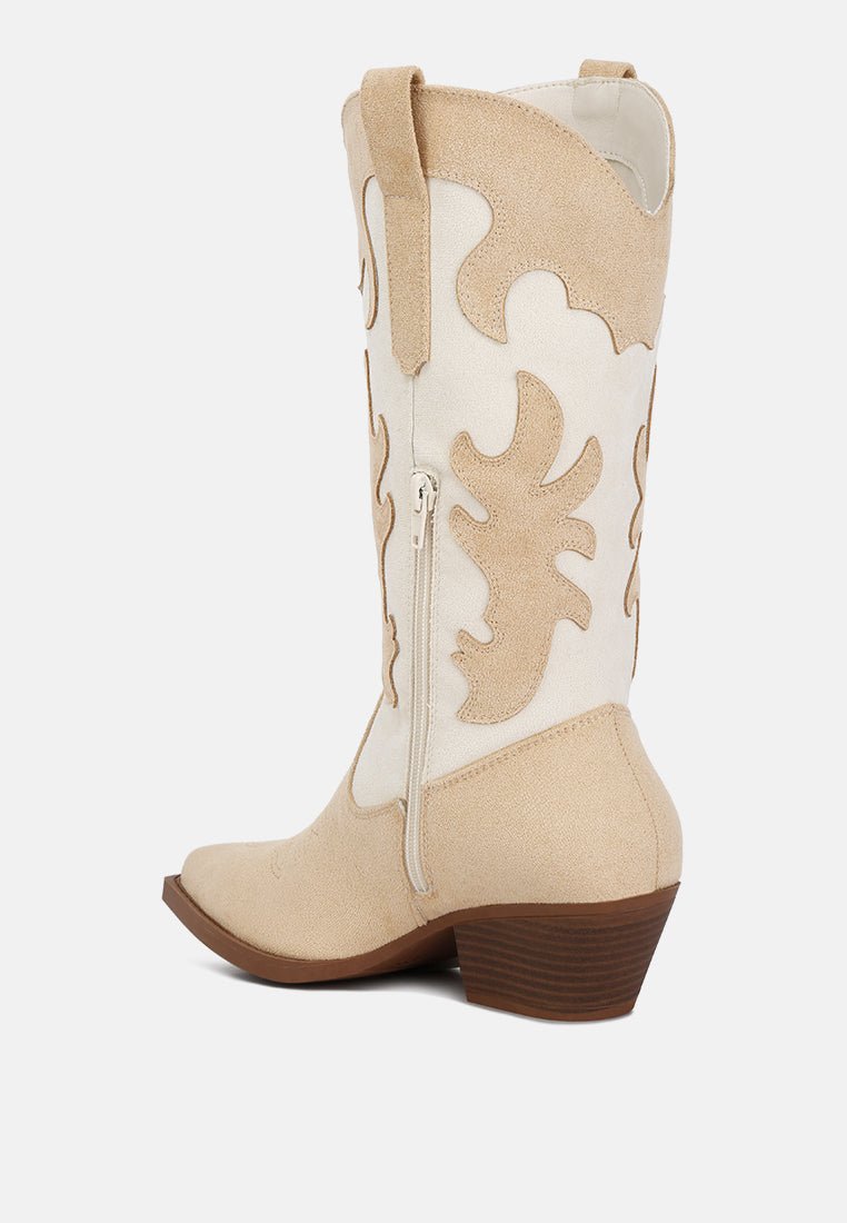 Adanna Micro Suede Patchwork Cowboy Boots - Mack & Harvie