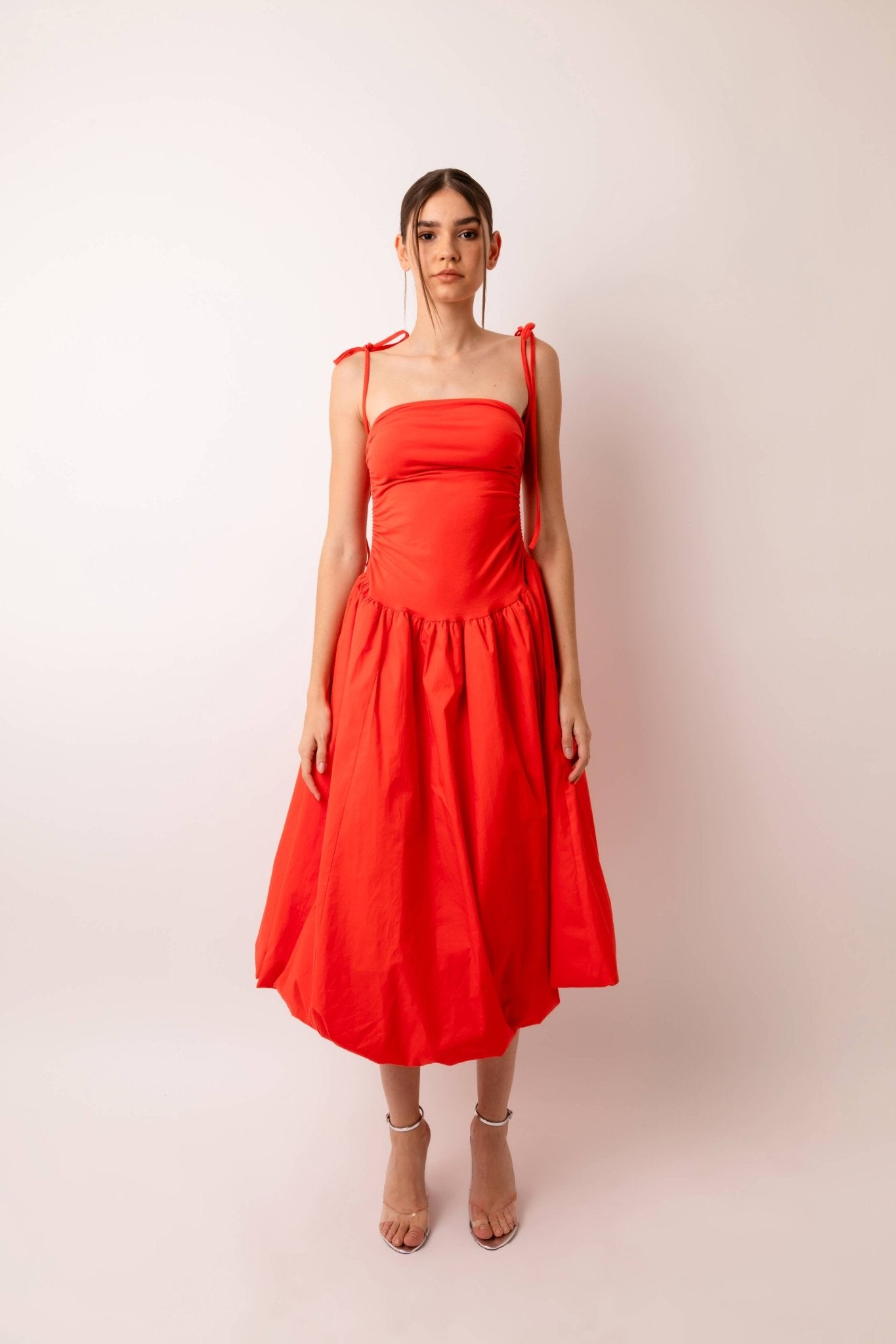 ALEXA ORANGE PUFFBALL DRESS - Mack & Harvie