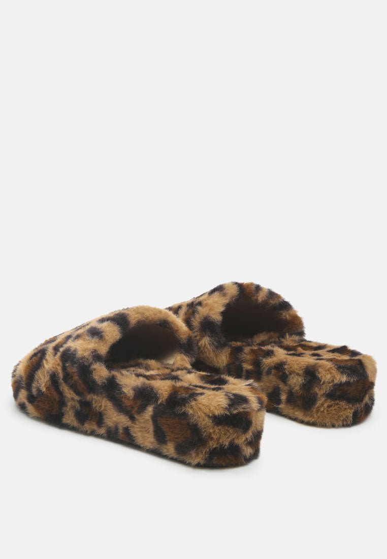 All Day Indoor Fur Flats In Leopard - Mack & Harvie