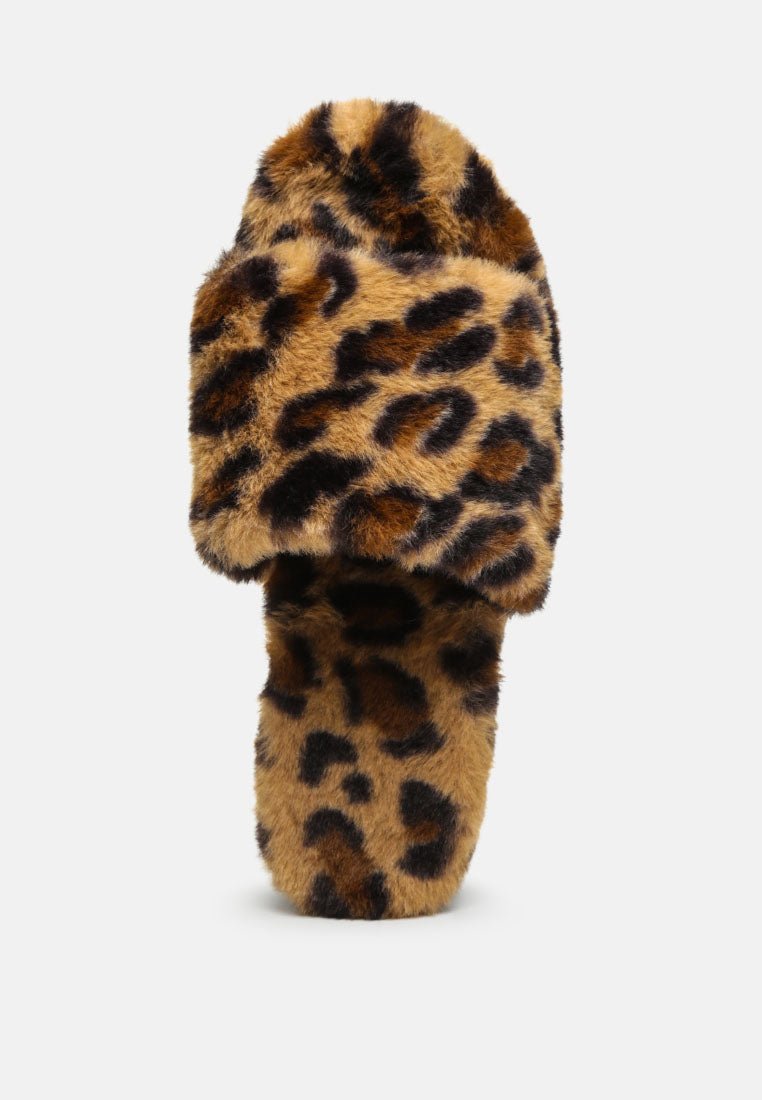 All Day Indoor Fur Flats In Leopard - Mack & Harvie