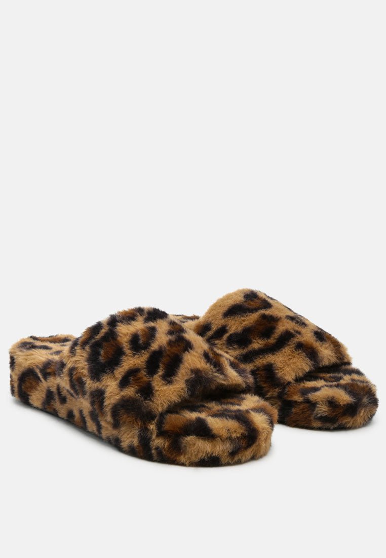 All Day Indoor Fur Flats In Leopard - Mack & Harvie