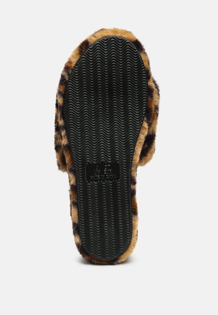 All Day Indoor Fur Flats In Leopard - Mack & Harvie