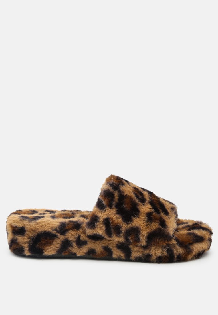 All Day Indoor Fur Flats In Leopard - Mack & Harvie