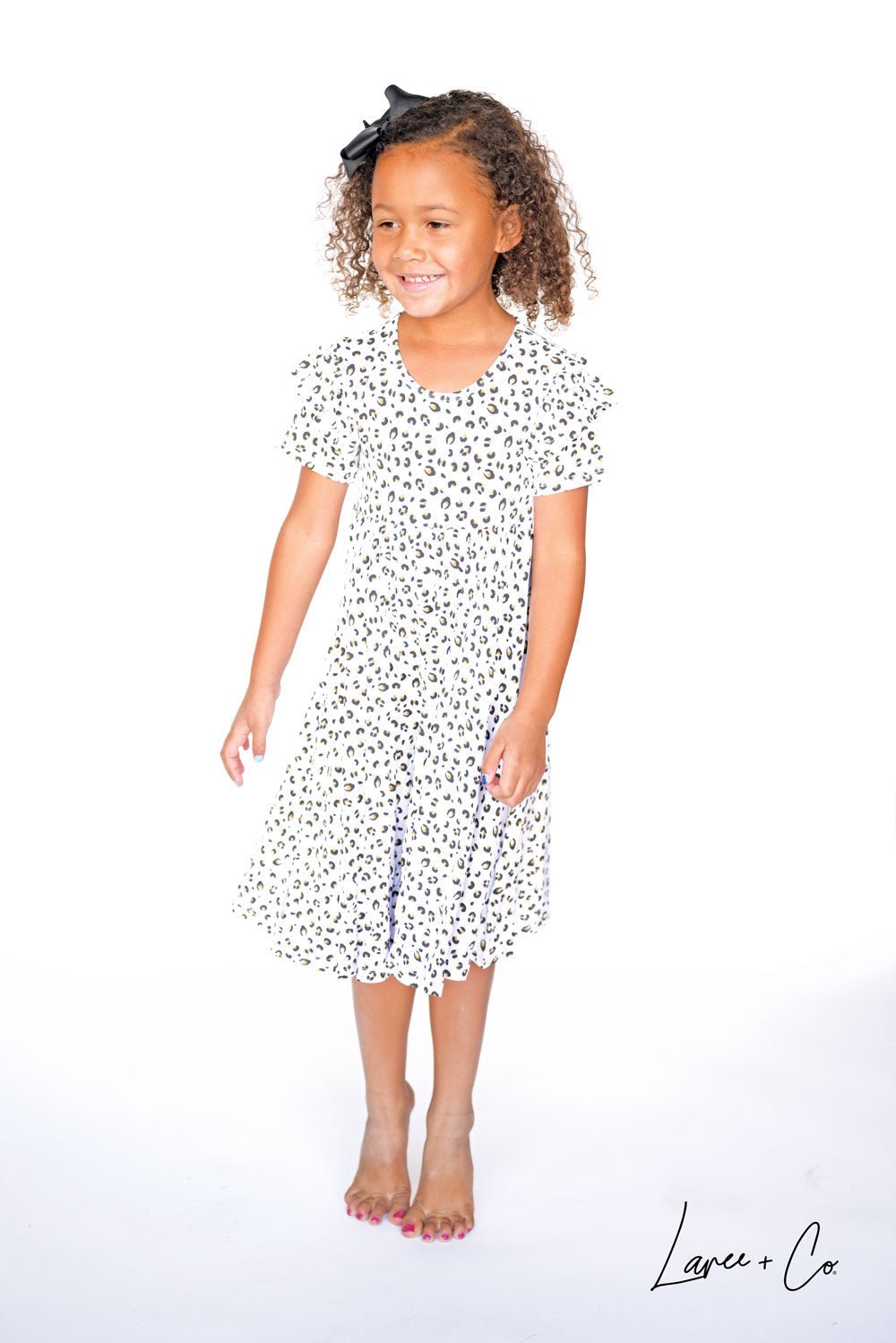 Allie Leopard Bamboo Ruffle Spin Dress - Mack & Harvie