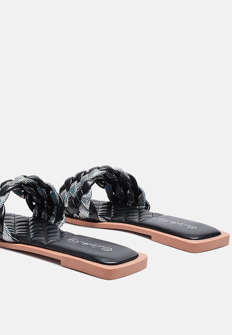 Allium Metallic Woven Strap Flats - Mack & Harvie
