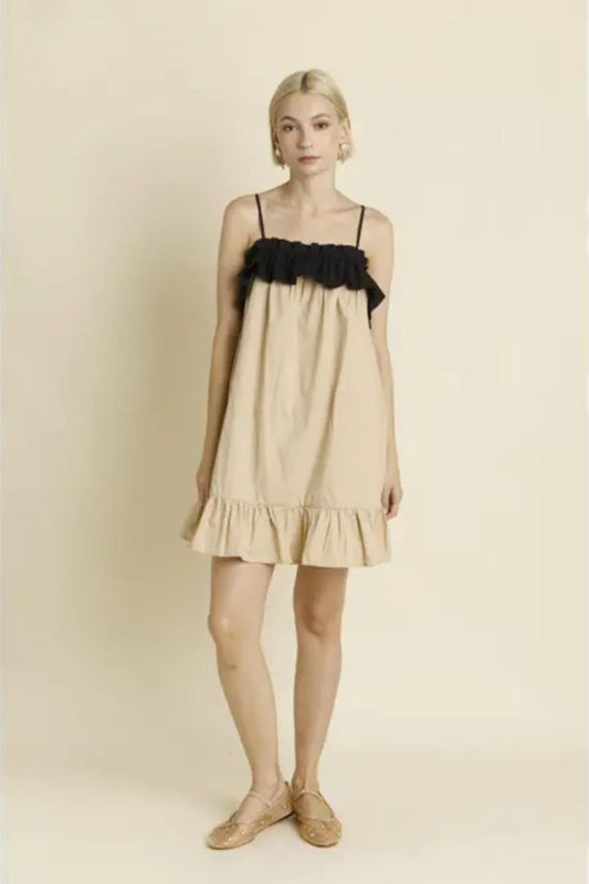 Aureum Tan Ruffle Dress