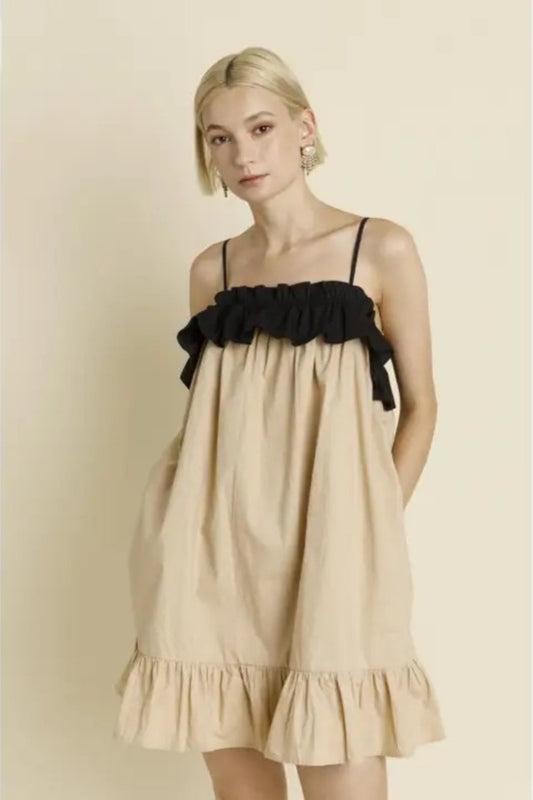 Aureum Tan Ruffle Dress
